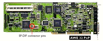 Picture of SB32 showing secret SP-DIF connector